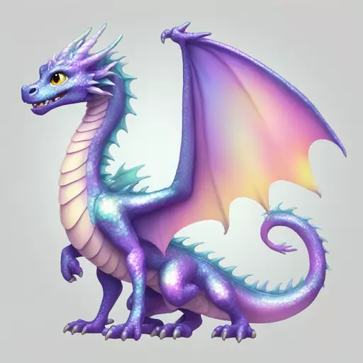 sparkly glossy pastel iridescent dragon full body emoji