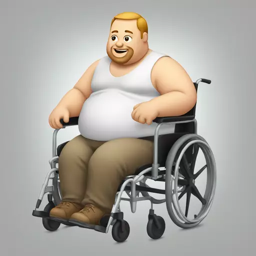 fat guy in a wheelchair that looks drunk emoji