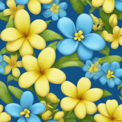Hawaiian flower, skiblue and lemon yellow  emoji