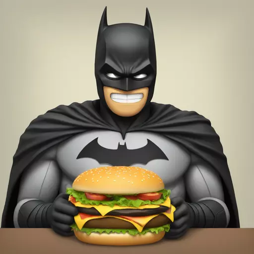 Batman eating hamburger emoji