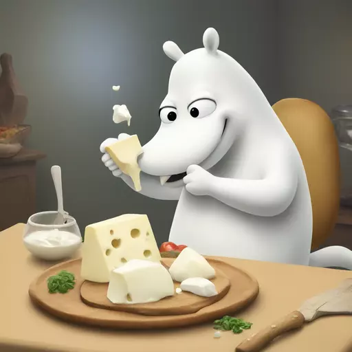 Moomin eating mozzarella emoji
