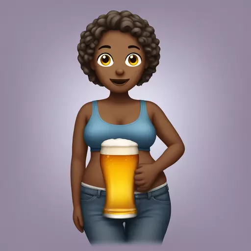 A woman with a beer belly emoji