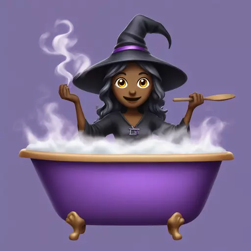 witch cooking purple potion bathtub detailed emoji