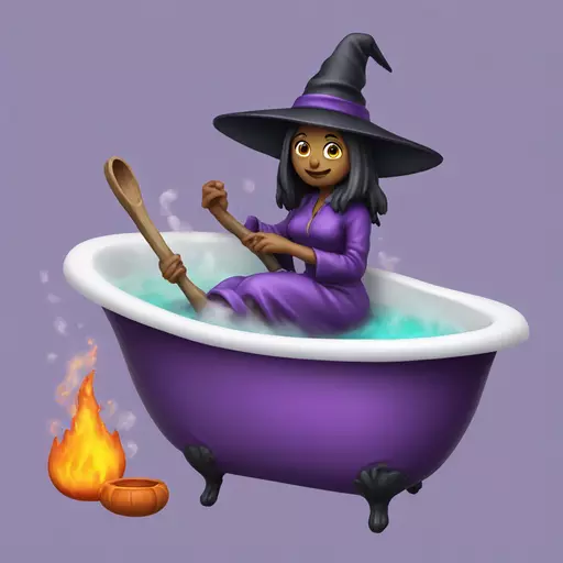 witch cooking purple potion bathtub detailed emoji