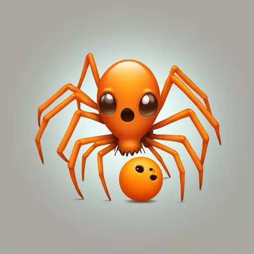 Ugly dead spider Orange with balls in her body with a hole next with a ugly man emoji
