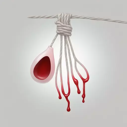a white string stained with menstrual blood emoji