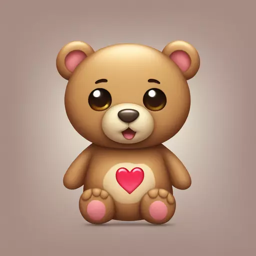 sticky teddy bear with heart-shaped eyes kawaii emoji