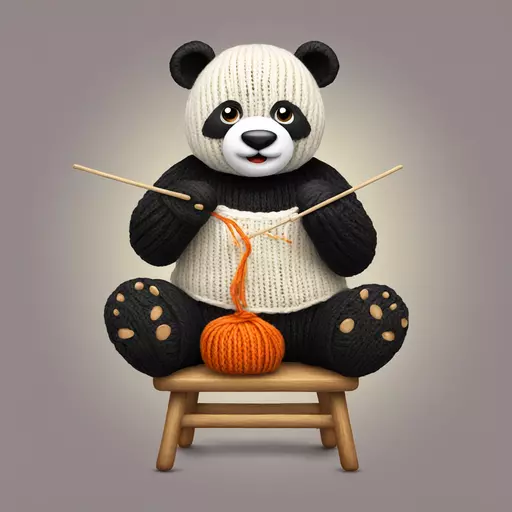 panda knitting emoji