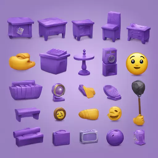 Les objets de collection numériques en violet emoji