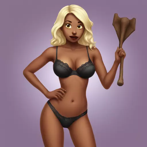 freaky lingerie girl with big boobs and a bat emoji