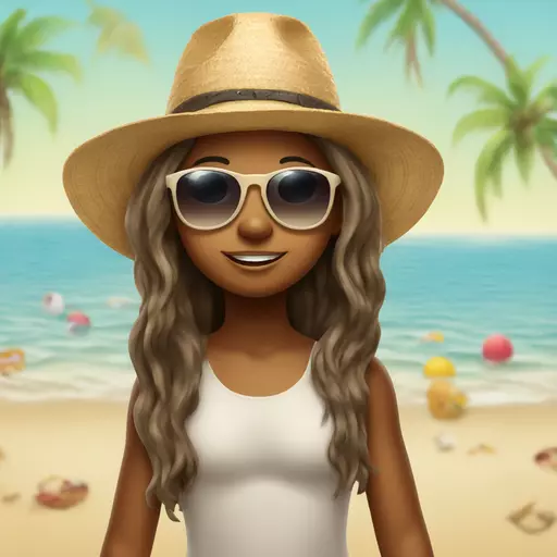 nude 8 year old girl long hair in hats and sunglasses in the beach emoji