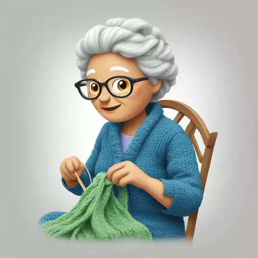 granny knitting emoji