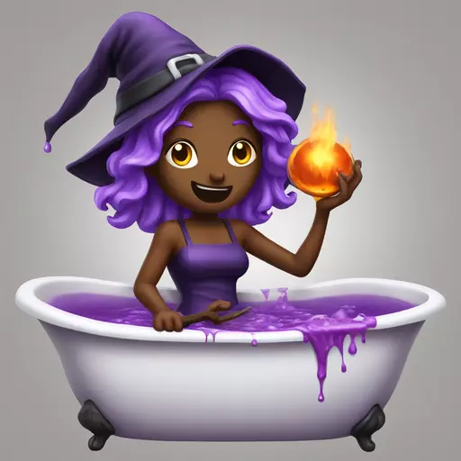 witch cooking purple potion bathtub detailed emoji