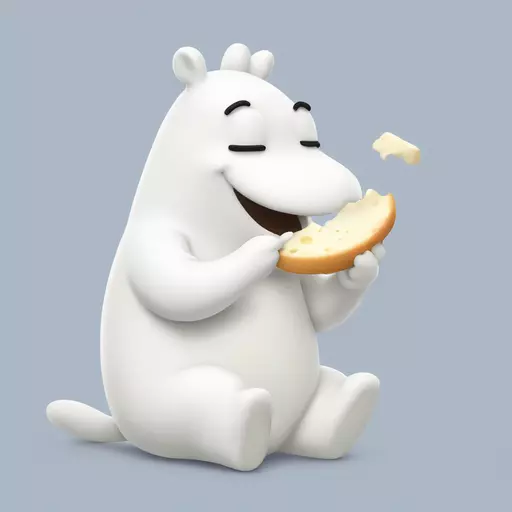 Moomin eating mozzarella emoji