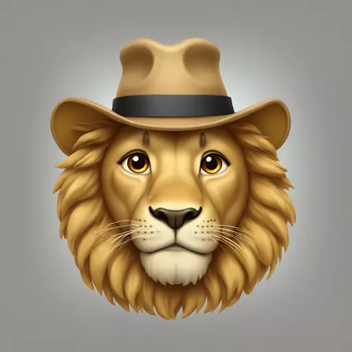 Lion wearing a hat emoji