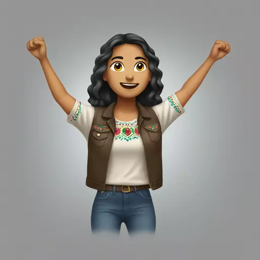 Mexican girl with arms up emoji