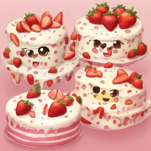 Make image cake furry kawaii cute and cream cake and strawberry two 2 and dress strawberries cakes emoji