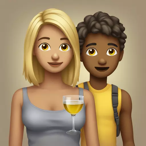 chica adolescente mal vestida bebiendo alcohol con un chico adolescente emoji