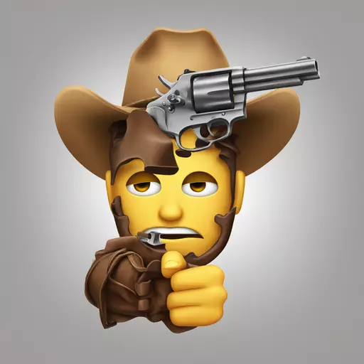 Cowboy Hat Face Emoji with 2 guns shooting emoji