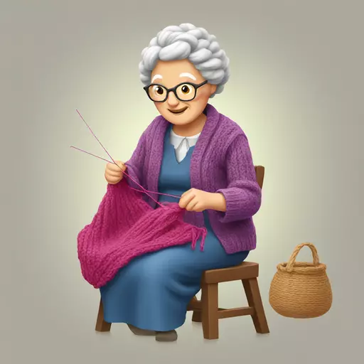 granny knitting emoji