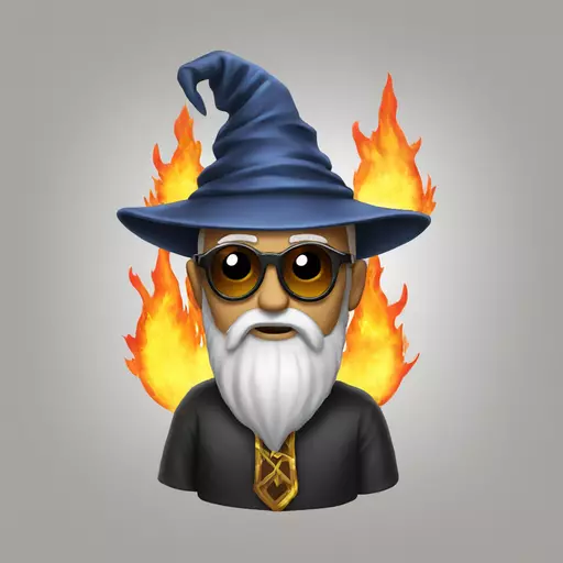Wizard with sunglasses Fire ball  emoji