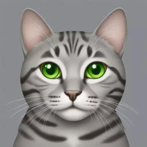 Fat gray tabby cat with green eyes emoji