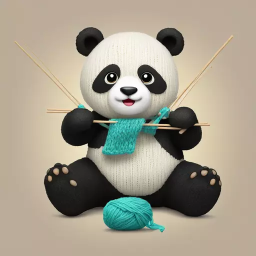 panda knitting emoji