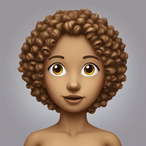 Super realistic and human-like doll. The image depicting bare-wood wooden-girl. She is bare-wood, made entirely of wood, and her curly hair is made of shavings from a plane. She with small breasts, with a very long and pointed wooden nose. In her appearance, appearance and body proportions, she is very similar to a real live girl. She stands on the surface with two legs on the mat. FRONT view, emoji