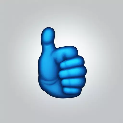 a neon blue "thumbs up" outline emoji emoji