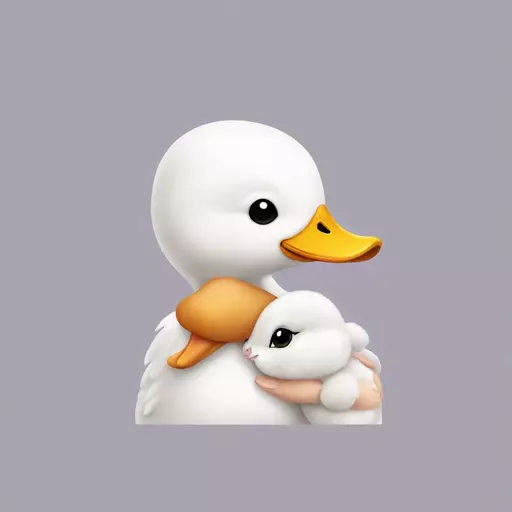 Duck hugging a rabbit emoji