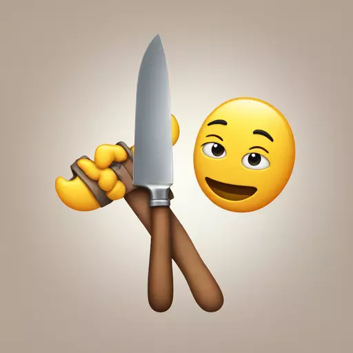 Emoji holding a knife 🔪 with smiling face 😊 emoji