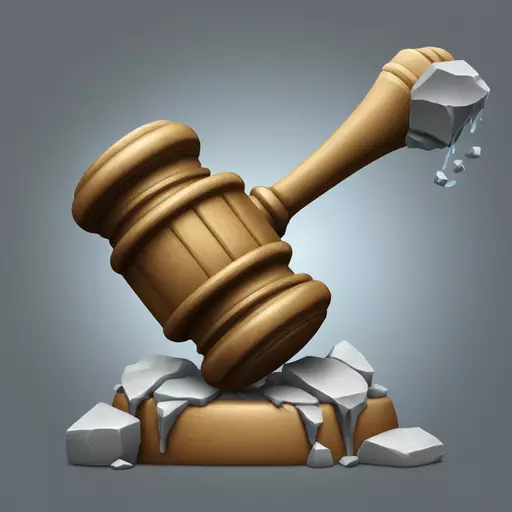 Aggressive gavel smashing a stone emoji