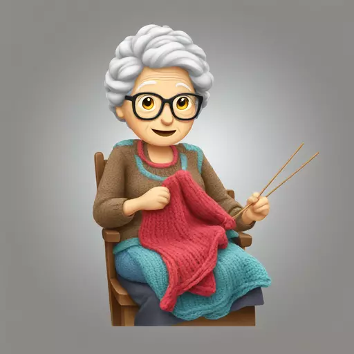granny knitting emoji