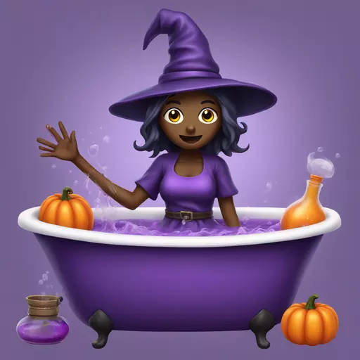 witch cooking purple potion bathtub detailed emoji