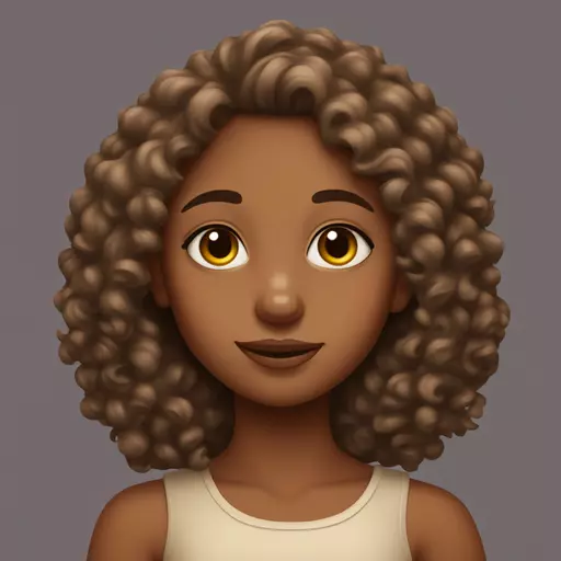 a girl with a middel toned skin and curly brown hare  emoji