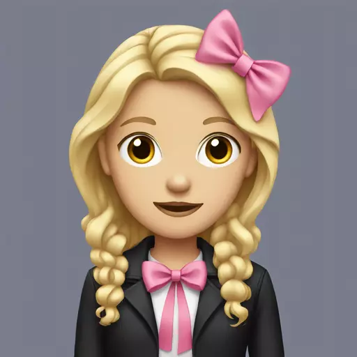 Blonde girl with a pink bow and a black jacket emoji