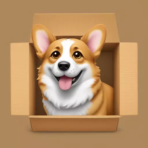 A corgi in a cardboard box  emoji