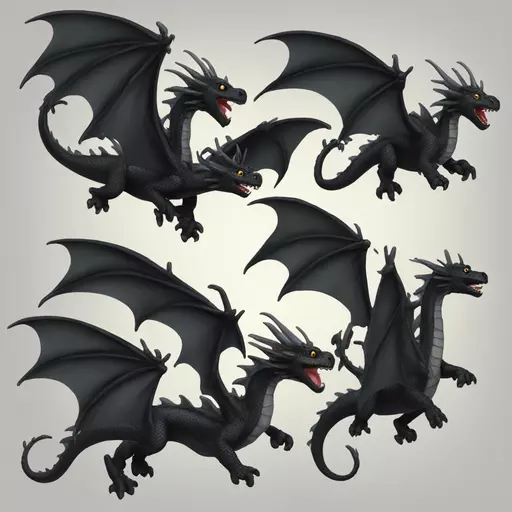 black dragons, flying emoji