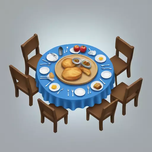 Blue Restaurant Table In The Apple Emoji Style emoji