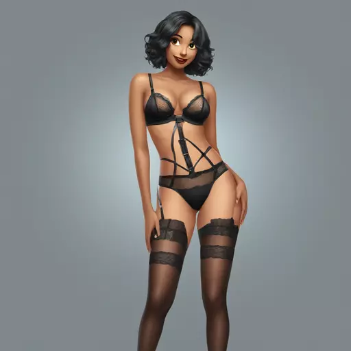 sexy woman in lingerie with stockings and garter belt emoji