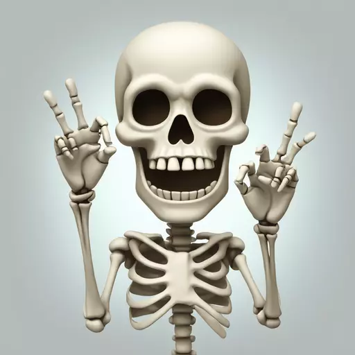 Skeleton throwing two flip off fingers emoji