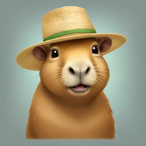 a humanoid capybara wearing a straw hat emoji