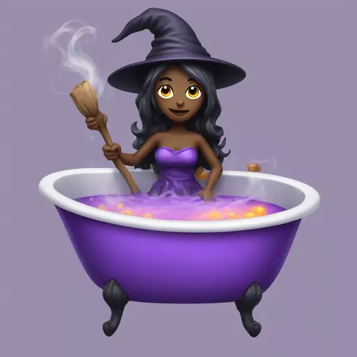 witch cooking purple potion bathtub detailed emoji