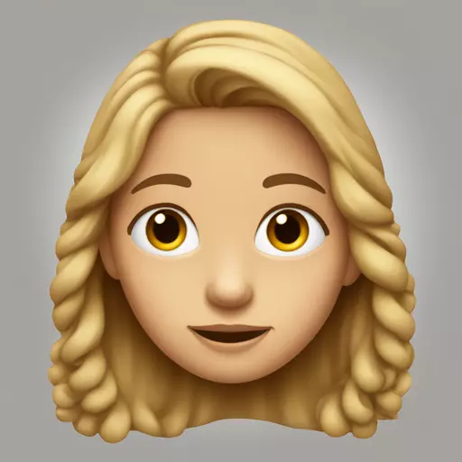 generame un emoji de una chica pelo oscuro rubio medio y ondulado piel blanca ojos hazel emoji