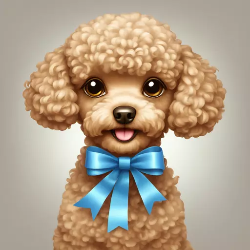 Toy poodle with a ribbon emoji