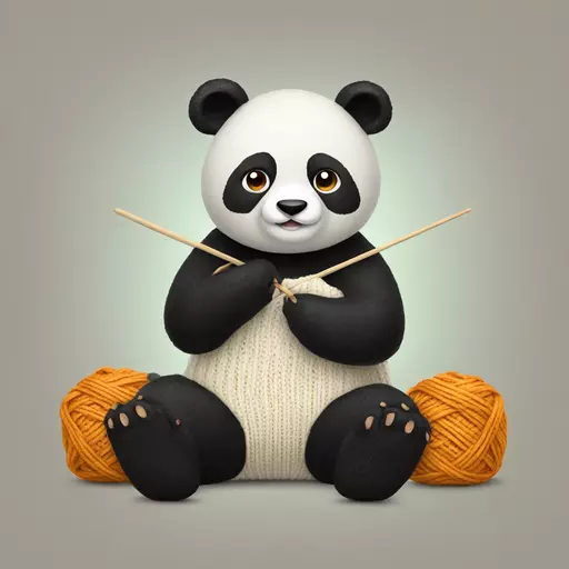 panda knitting emoji