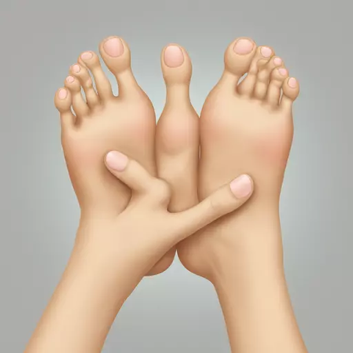 A hand holding and squeezing the toes of a foot emoji