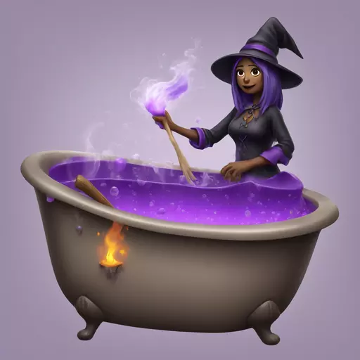 witch cooking purple potion bathtub detailed emoji