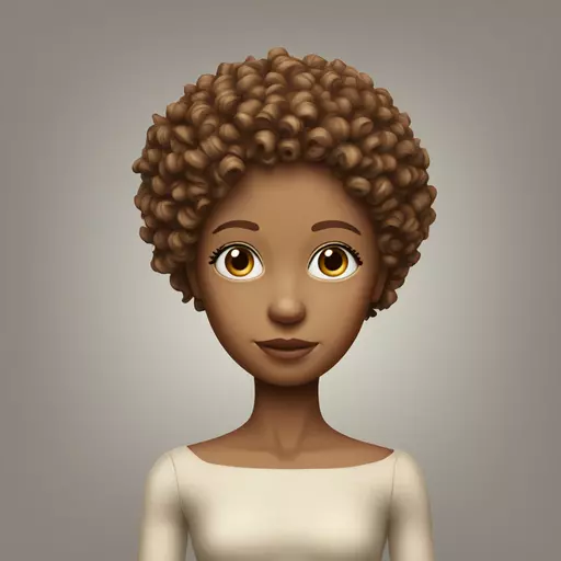 Super realistic and human-like doll. The image depicting bare-wood wooden-girl. She is bare-wood, made entirely of wood, and her curly hair is made of shavings from a plane. She with small breasts, with a very long and pointed wooden nose. In her appearance, appearance and body proportions, she is very similar to a real live girl. She stands on the surface with two legs on the mat. FRONT view, emoji