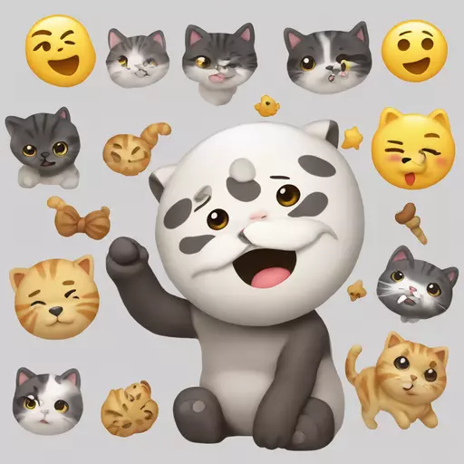 에어맥스를 착용하고 음악을 듣는 파란색 모자를 쓴 고양이 emoji
